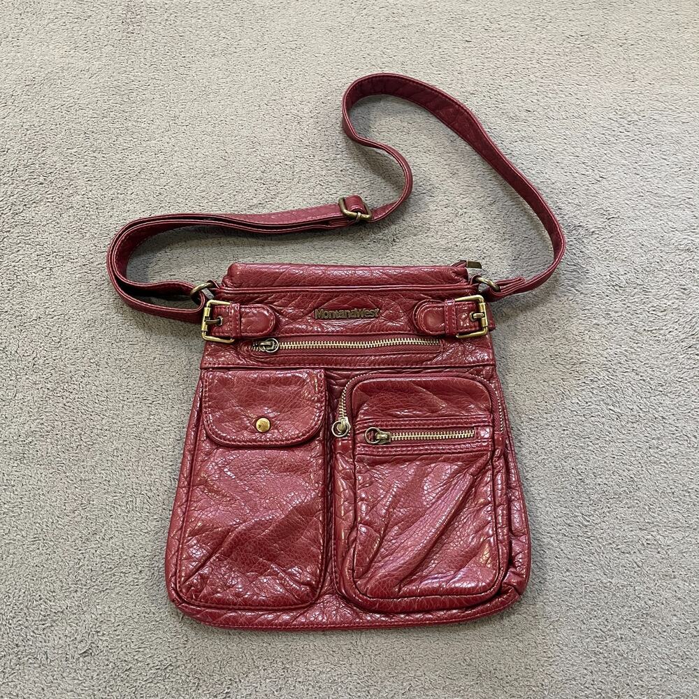 Montana West Red Leather Crossbody Bag Women's Multi-Pocket Western Purse